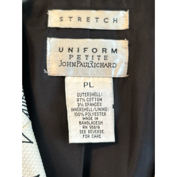 Uniform Petite John Paul Richard Cream/Black Floral Jacket Size PL Vintage - Picture 2 of 6